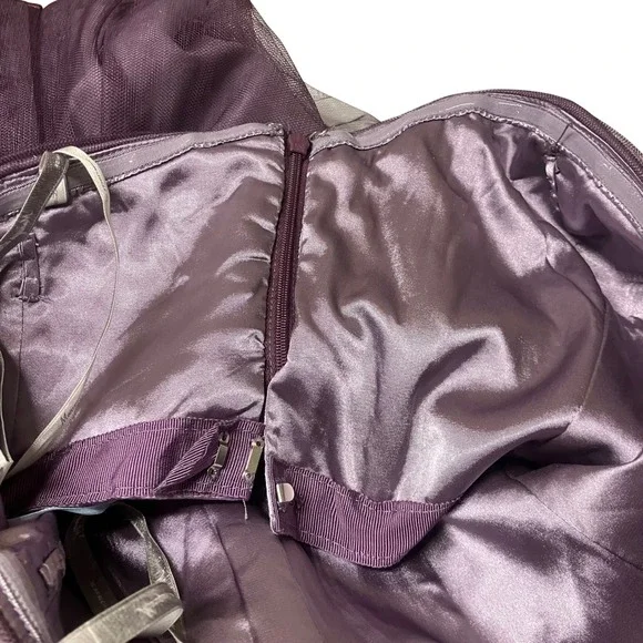 Monique Lhuillier Prom Bridesmaids Strapless Chiffon Gown Plum Purple SZ 10 EUC - Picture 6 of 10